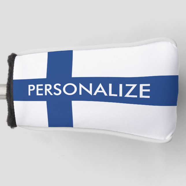 Finnische Flagge — Zollmonogramm Golf Headcover (Vorderseite)