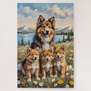Finnische Lapphund-Arktis-Wiesen-Kunst Puzzle