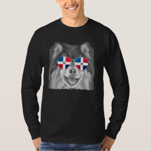 Finnische Lapphund Hund Dominikanische Flaggenbril T-Shirt