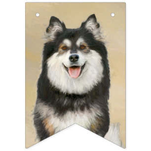 Finnische Lapphund Malerei - Niedliche Original Hu Wimpelkette