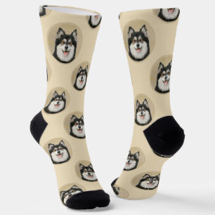Finnische Lapphund Malerei Schwarz und Tan Dog Art Socken