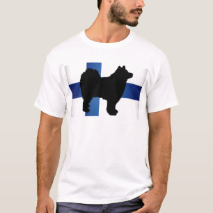 finnische lapphund Silhouetteflagge T-Shirt