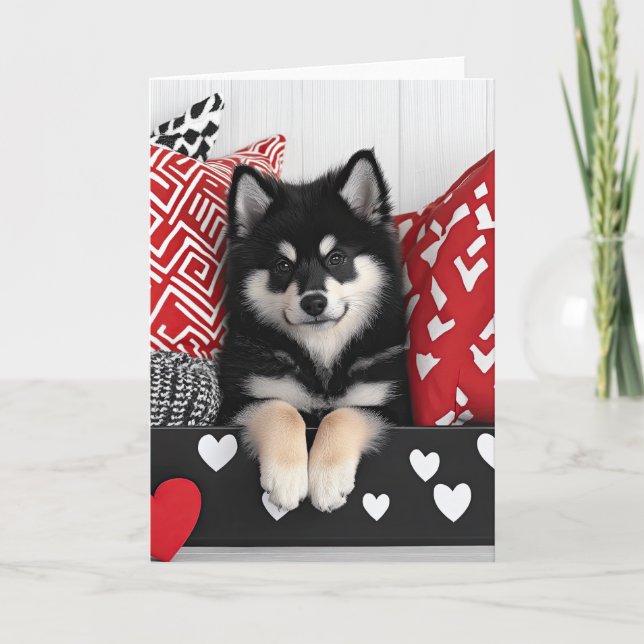 Finnische Lapphund Valentine Card Dankeskarte (Vorderseite)