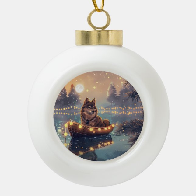Finnische Lapphund Weihnachtsfeiertage Keramik Kugel-Ornament (Vorderseite)