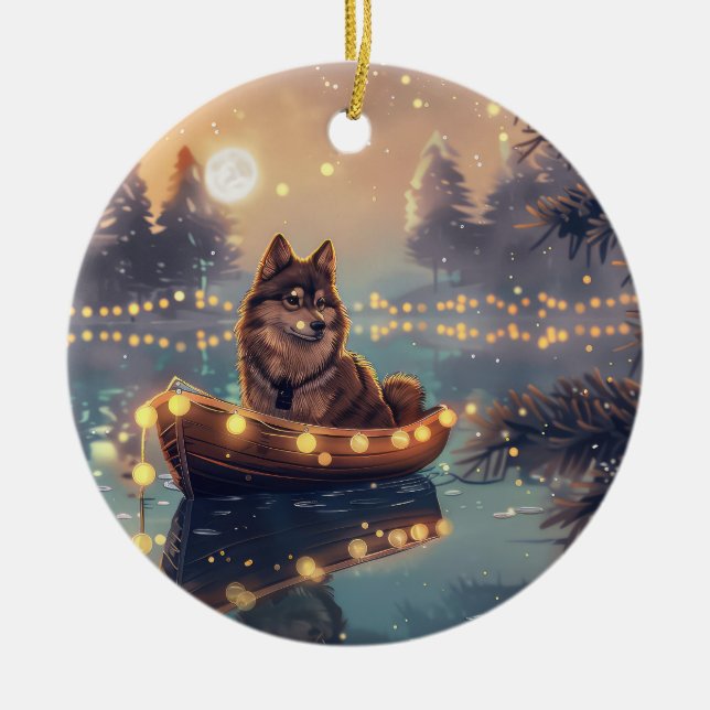 Finnische Lapphund Weihnachtsfeiertage Keramik Ornament (Vorne)