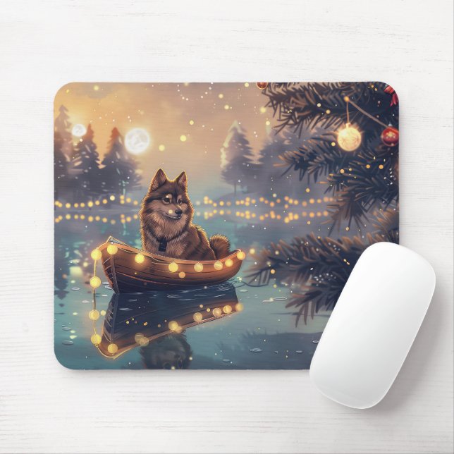 Finnische Lapphund Weihnachtsfeiertage Mousepad (Mit Mouse)