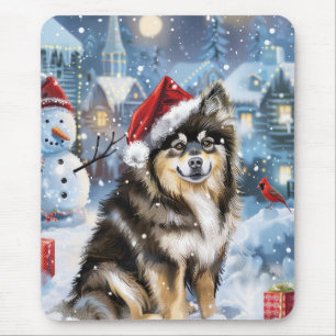 Finnische Lapphund Winter Wonderland Weihnachtsfre Mousepad