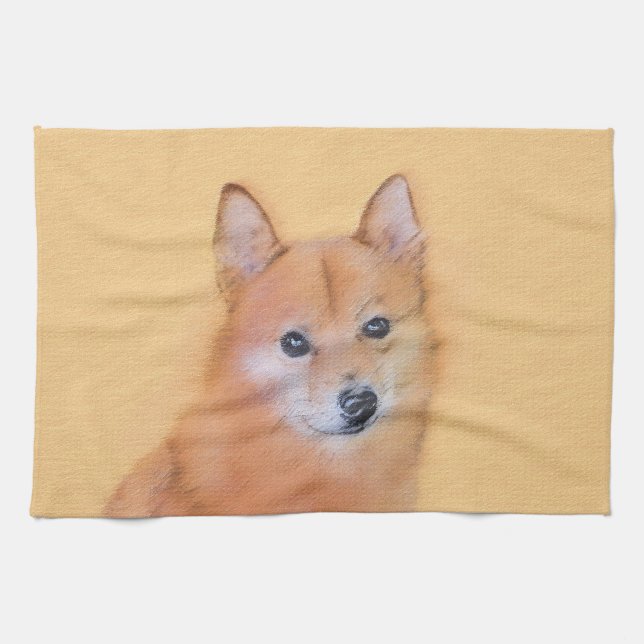 Finnische Spitz-Malerei - Niedliche Originalkunst  Geschirrtuch (Horizontal)