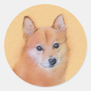Finnische Spitz-Malerei - Niedliche Originalkunst Runder Aufkleber