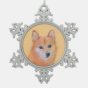 Finnische Spitz-Malerei - Niedliche Originalkunst Schneeflocken Zinn-Ornament
