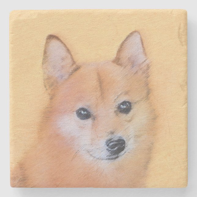 Finnische Spitz-Malerei - Niedliche Originalkunst  Steinuntersetzer (Vorderseite)