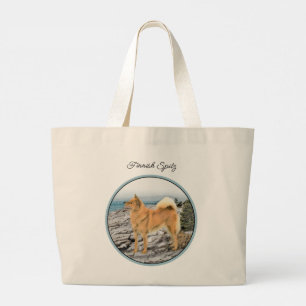 Finnische Spitz Seashore Malerei Original Hundesch Jumbo Stoffbeutel