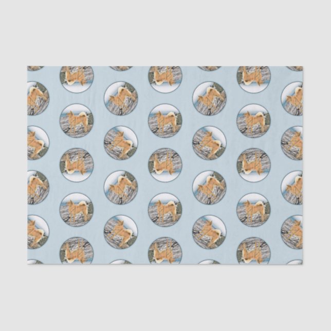 Finnische Spitz Seashore Malerei Original Hundesch Seidenpapier (Vorderseite)