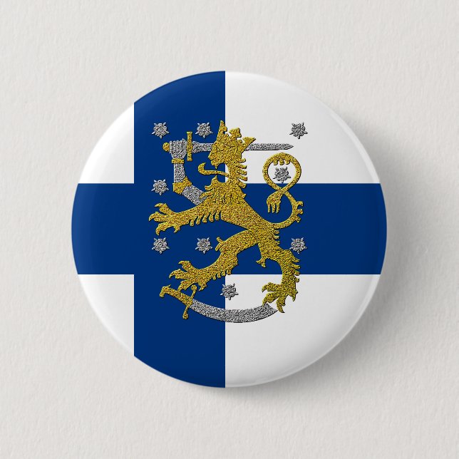 Finnische Wappen und Flagge Button (Vorderseite)
