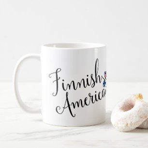 Finnischer Amerikaner entwirrte Herz-Tasse Tasse