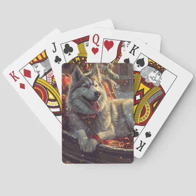 Finnischer Laphund Dog Weihnachtsfest Spielkarten (Rückseite)