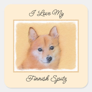 Finnischer Lapphund, Finnisch,Lapphund,Lapinkoira, Quadratischer Aufkleber