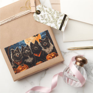 Finnischer Lapphund Halloween Gruselig Rechteckiger Aufkleber