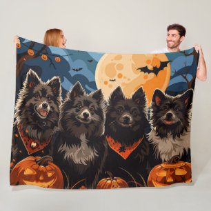 Finnischer Lapphund Halloween Spooky Fleecedecke