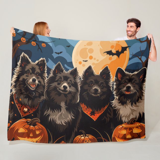 Finnischer Lapphund Halloween Spooky Fleecedecke (Beispiel)