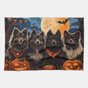 Finnischer Lapphund Halloween Spooky Geschirrtuch