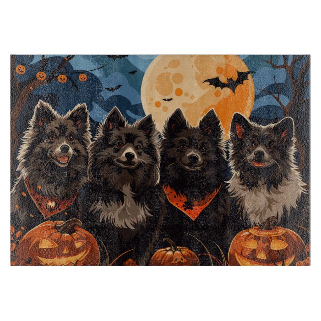 Finnischer Lapphund Halloween Spooky Schneidebrett (Vorderseite)