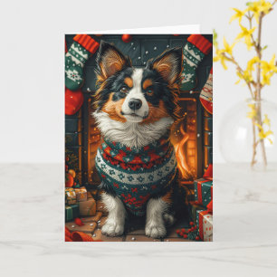 Finnischer Lapphund-Hund mit Weihnachtsgeschenk-Ka Karte