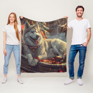 Finnischer Lapphund Hund Weihnachtsfestlich Fleecedecke