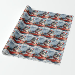 Finnischer Lapphund in Sledge Let it Snow Christma Geschenkpapier