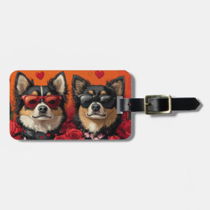 Finnischer Lapphund mit Herzrosen zum Valentinstag Gepäckanhänger