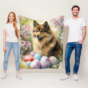 Finnischer Lapphund mit Ostereiern Fleecedecke