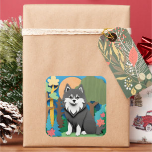 Finnischer Lapphund Quadratischer Aufkleber