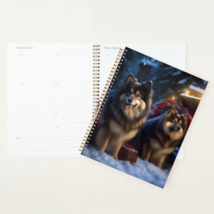 Finnischer Lapphund Schneeschlitten Weihnachtsdeko Planer