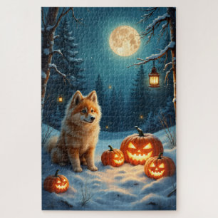 Finnischer Lapphund Verzauberter Halloween-Wald Ku Puzzle