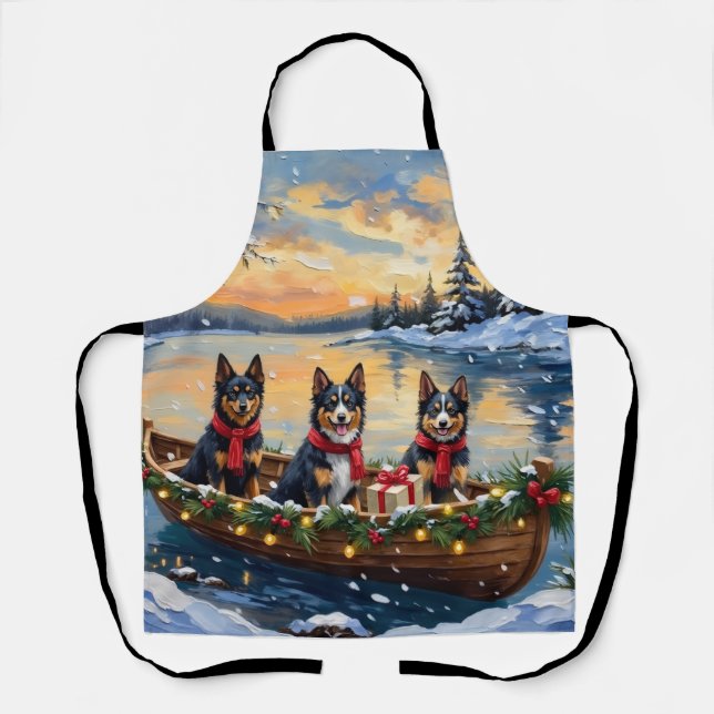 Finnischer Lapphund Weihnachtsboot Urlaub Schürze (Vorderseite)