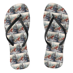 Finnischer Lappund Hund in Schnee Weihnachten Flip Flops