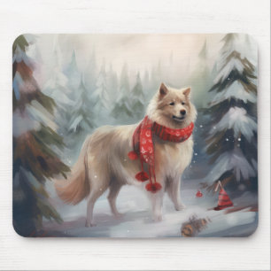 Finnischer Lappund Hund in Schnee Weihnachten Mousepad