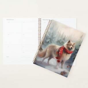Finnischer Lappund Hund in Schnee Weihnachten Planer