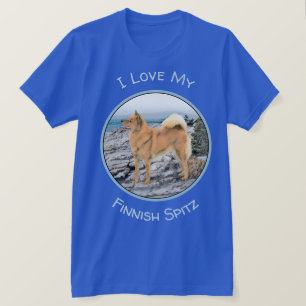 Finnischer Spitz bei Seashore-Malerei - Hundekunst T-Shirt