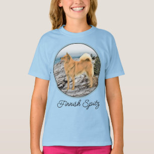 Finnischer Spitz bei Seashore Painting - Dog Art T T-Shirt