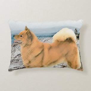 Finnischer Spitz beim Seashore-Gemälde - Hundekun Dekokissen