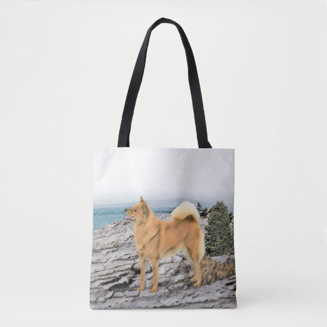 Finnischer Spitz beim Seashore-Gemälde - Hundekuns (Vorderseite)