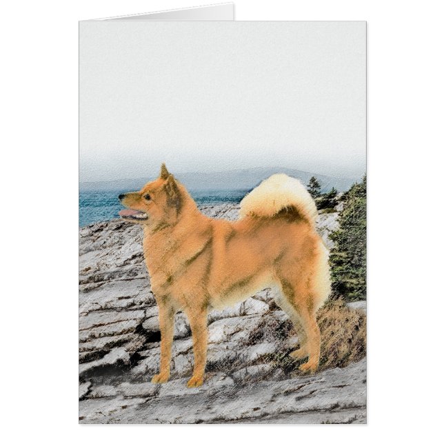 Finnischer Spitz beim Seashore-Gemälde - Hundekuns (Vorne)