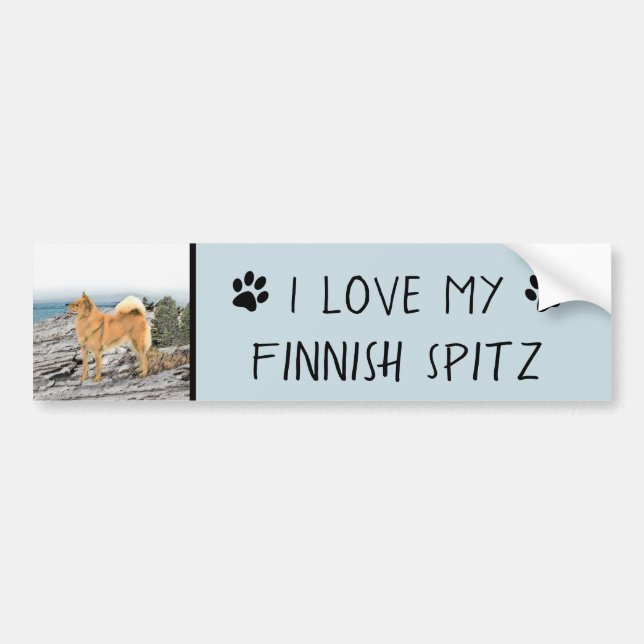 Finnischer Spitz beim Seashore-Gemälde - Hundekuns Autoaufkleber (Vorne)