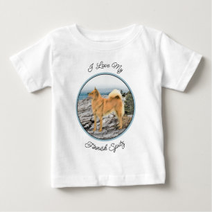 Finnischer Spitz beim Seashore-Gemälde - Hundekuns Baby T-shirt