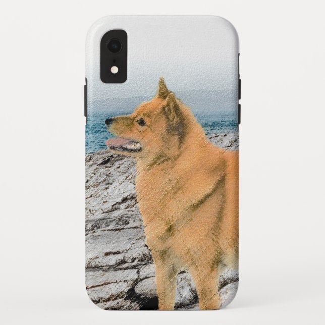 Finnischer Spitz beim Seashore-Gemälde - Hundekuns Case-Mate iPhone Hülle (Rückseite)