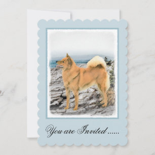Finnischer Spitz beim Seashore-Gemälde - Hundekuns Einladung