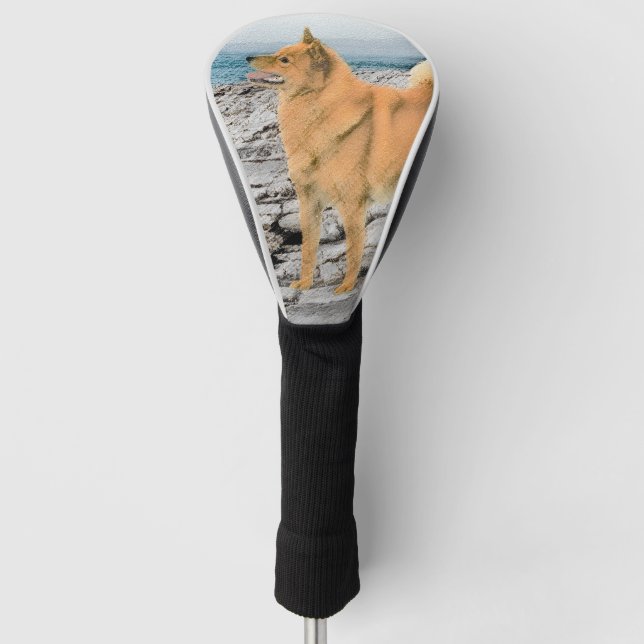 Finnischer Spitz beim Seashore-Gemälde - Hundekuns Golf Headcover (Vorderseite)