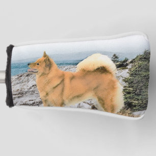 Finnischer Spitz beim Seashore-Gemälde - Hundekuns Golf Headcover