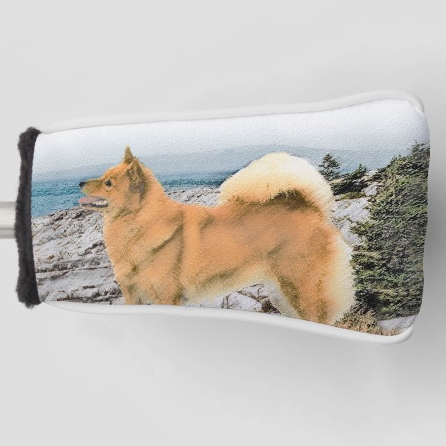 Finnischer Spitz beim Seashore-Gemälde - Hundekuns Golf Headcover (Vorderseite)